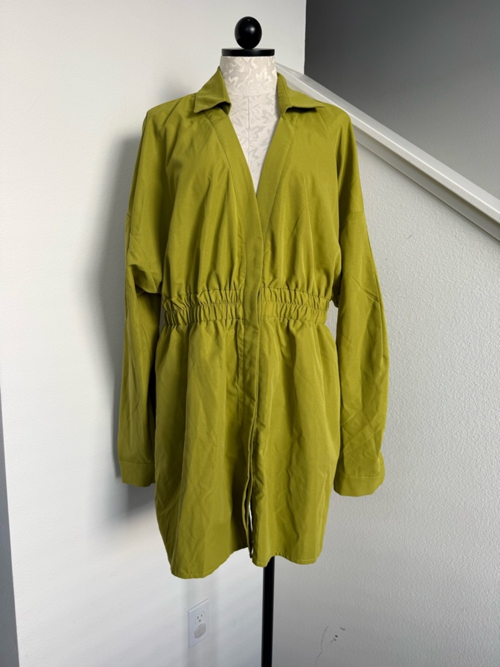 NWT Pretty little thing Green Oversized Shirt Dress Size 12 Large XL New